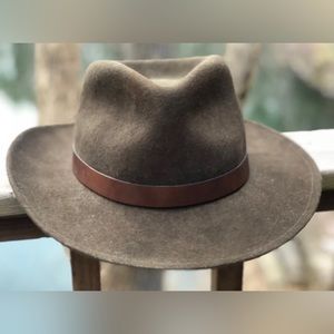 London Fog Men’s Brown Lite Felt 100% Wool Fedora Hat - XL Made in USA